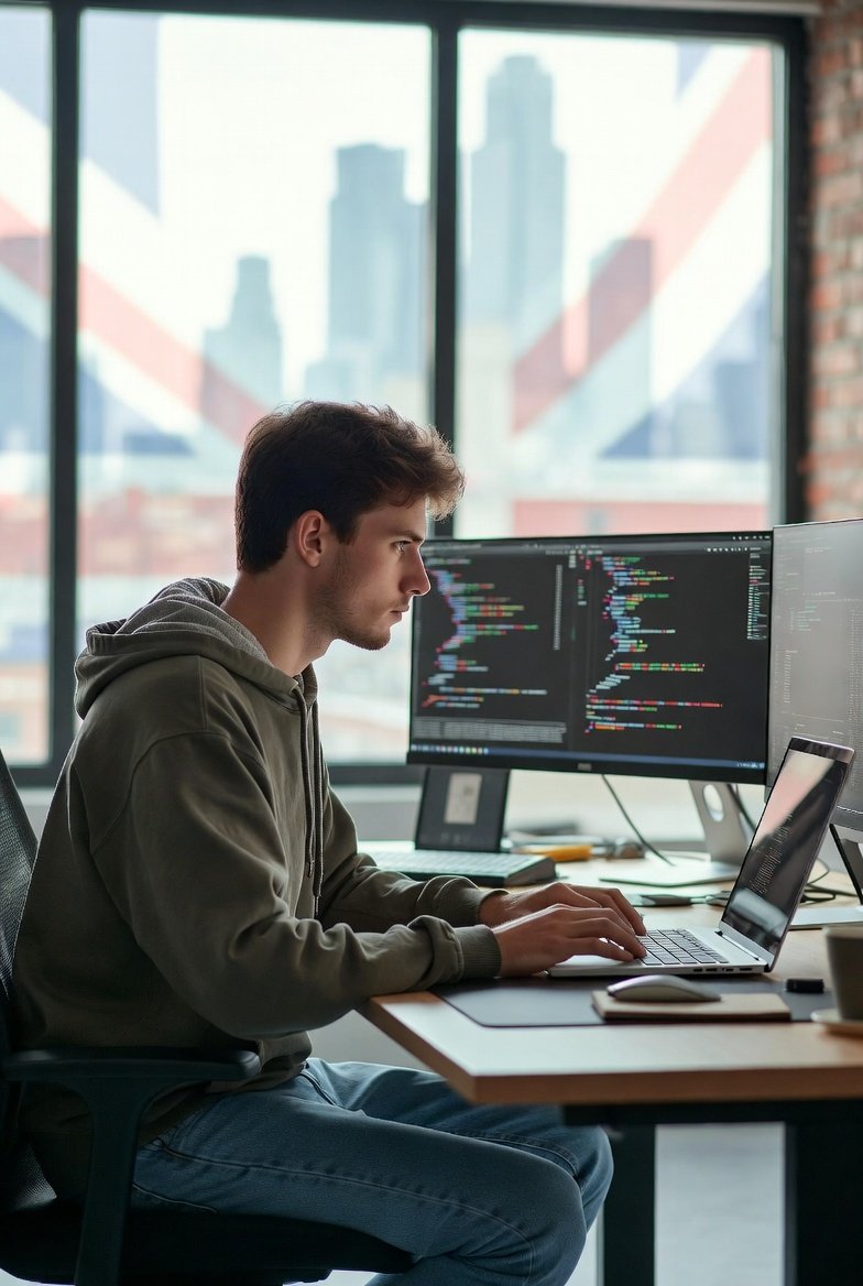 Generate an image based on the keyword "UK Tech worker"